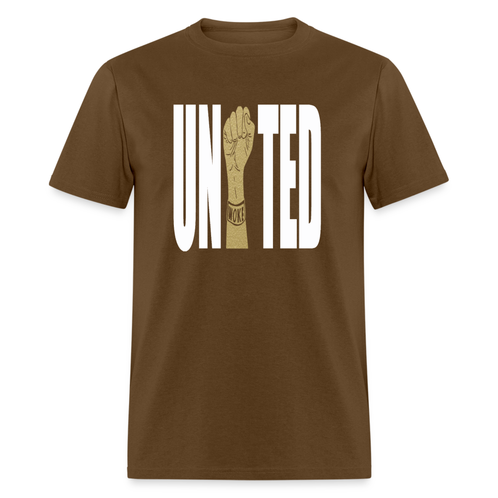 United Woke" Graphic Unisex Crop Top – Bold, Empowering, and Trendy Statement Tee - brown