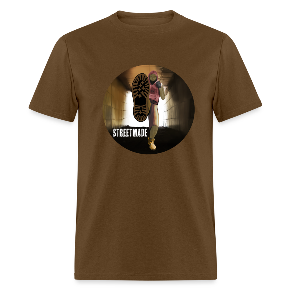 StreetMade" Graphic Unisex Crop Top – Bold, Urban, and Authentic Streetwear - brown